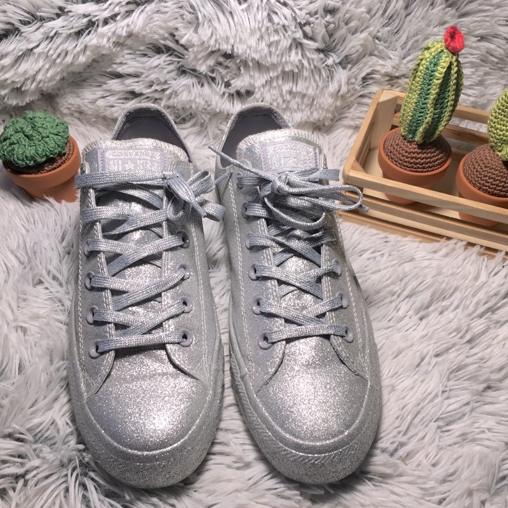 Converse All Star Low Silver Glitter Chuck Taylor